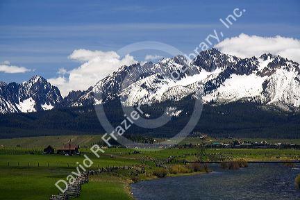The Salmon River flowing through the Sawtooth Valley at Lower Stanley, Idaho.
