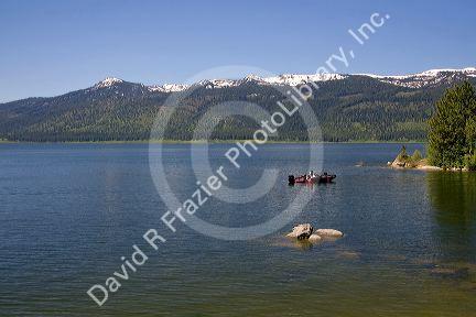 Bass fishing boat on Cascade Lake in Valley County, Idaho. Winter image of same location. http://www.drfphoto.com/photo/16246/