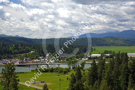 The Kootenai River passing through Bonners Ferry, Idaho.