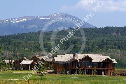 Large homes in the Teton Springs resort planned community at Victor, Idaho.