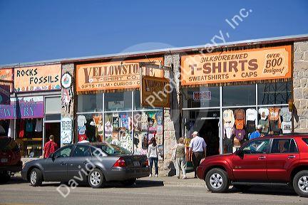 Souvenir shops line the streets of West Yellowstone, Montana.