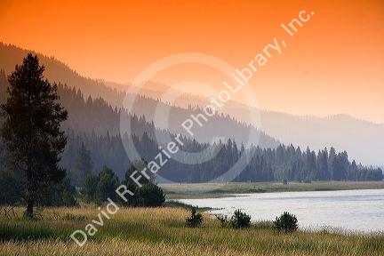 Sunset at Lake Cascade in Valley County, Idaho.