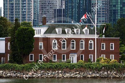 HMCS Discovery naval station/museum located on Deadman's Island in Coal Harbour at Vancouver, British Columbia, Canada.