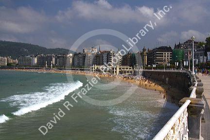La Concha Bay in the city of Donostia-San Sebastian, Guipuzcoa, Basque Country, Northern Spain.