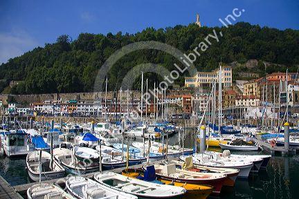 Boats docked at the city of Donostia-San Sebastian, Guipuzcoa, Basque Country, Northern Spain.