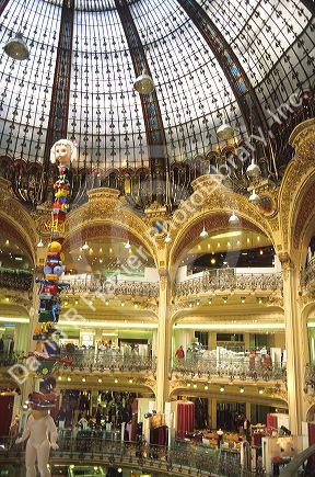 Interior view of department store Galleries Lafayette in Paris, France.
