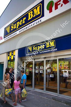 Exterior of a supermarket in the village of Amaiur in the Navarre region of northern Spain.