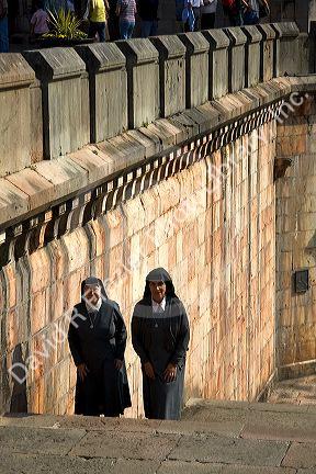 Nuns at the Basilica de Covadonga, Asturias, northwestern Spain.