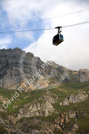Aerial tramway in the Picos de Europa at Fuente De, Liebana, Cantabria, northwestern Spain.