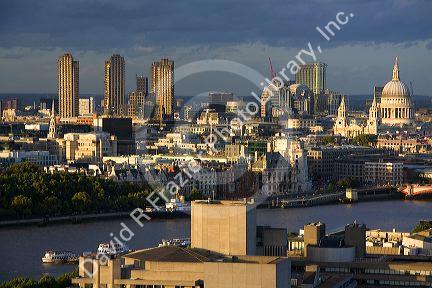 View from the London Eye of the city of London, England.