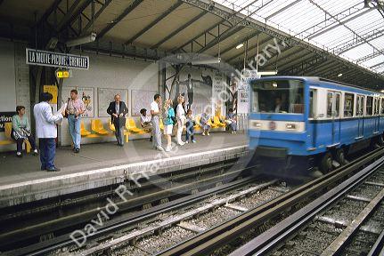 Metro stop in Paris, France.