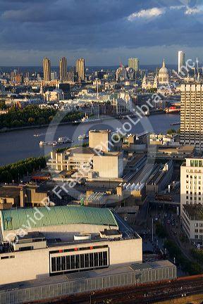 View from the London Eye of the city of London, England.