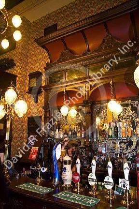 Interior of the St. Stephens Tavern in London, England.