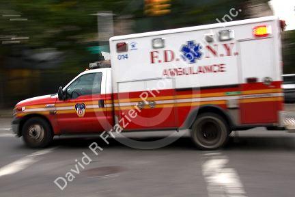 New York Fire Department ambulance in Manhattan, New York City, New York, USA.