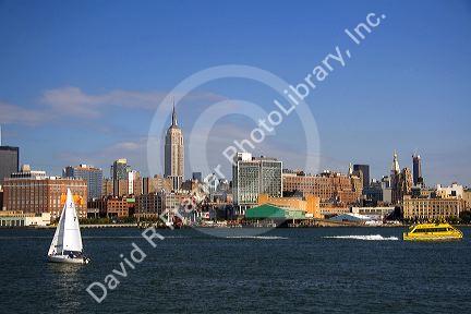 The Hudson River and New York City, New York, USA.