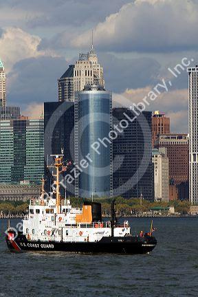 US Coast Guard Penobscot Bay cutter in the New York Harbor, New York, USA.