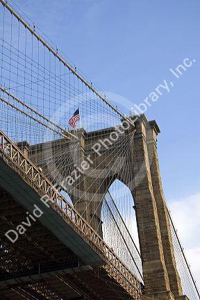 The Brooklyn Bridge in New York City, New York, USA.