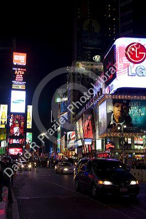 Times Square at night in Manhattan, New York City, New York, USA.