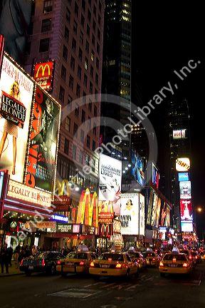 Broadway theatres in midtown-Manhattan, New York City, New York, USA.
