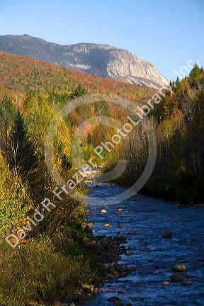 The Pemigewasset River near Cannon Mountain in the White Mountains located within the Franconia Notch State Park, New Hampshire, USA.