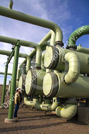 The workings of a geothermal power plant in Malta, Idaho, USA. MR