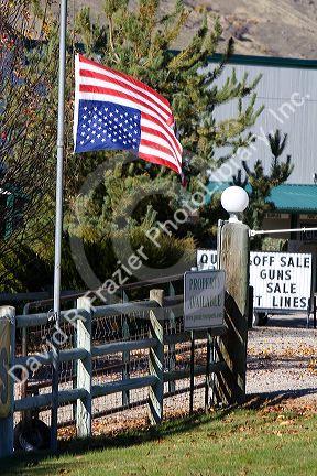 American flag flying upside down as a political protest the day after Barack Obama was elected president of the United States, located in Valley County, Idaho, USA.