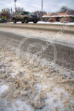 Winter driving in Boise, Idaho, USA.