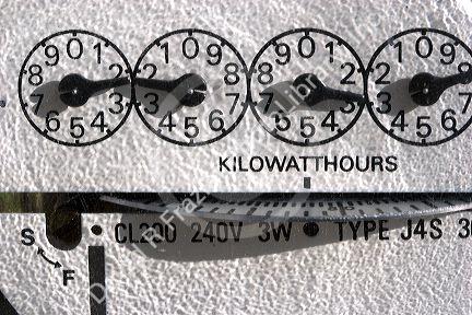 Electric meter measuring the amount of electrical energy supplied to a residence in Boise, Idaho, USA.