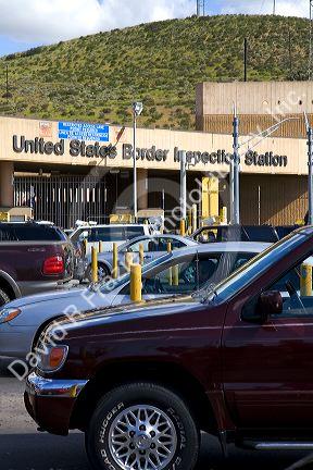 Automobiles wait to enter the United States port of entry at the Tijuana, Baja California, Mexico/San Diego, California border crossing.