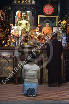 Interior of the Jade Emperor Pagoda Buddhist temple in Ho Chi Minh City, Vietnam.