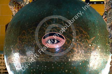 Sphere depicting the Divine Eye inside the Tay Ninh Holy See in Tay Ninh, Vietnam.