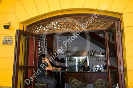 Restaurant with French architecture in District 1 of Ho Chi Minh City, Vietnam.