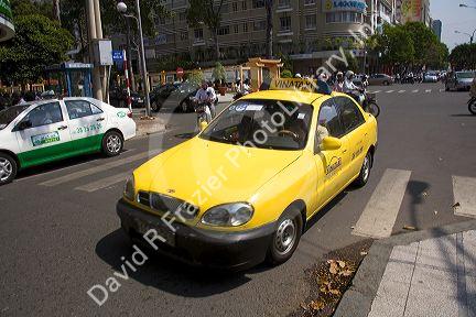 Taxi cab on the street in Ho Chi Minh City, Vietnam.