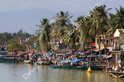 Boats on the Thu Bon River at Hoi An, Vietnam.