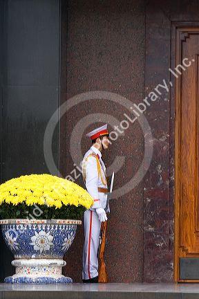 Guard in front of  the Ho Chi Minh Mausoleum in Hanoi, Vietnam.