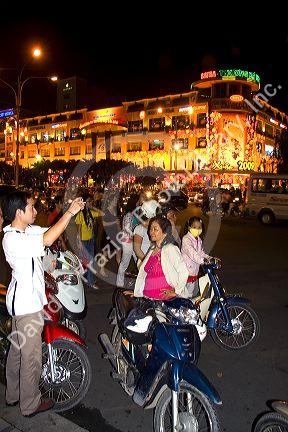 Street scenes at night in Ho Chi Minh City, Vietnam.