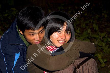 Young Vietnamese couple in Hanoi, Vietnam.