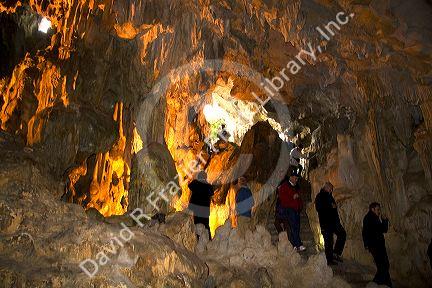 Interior of the Hang Sung Sot caves in Ha Long Bay, Vietnam.