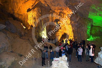 Interior of the Hang Sung Sot caves in Ha Long Bay, Vietnam.