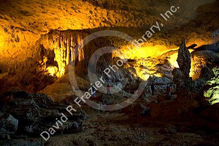 Interior of the Hang Sung Sot caves in Ha Long Bay, Vietnam.