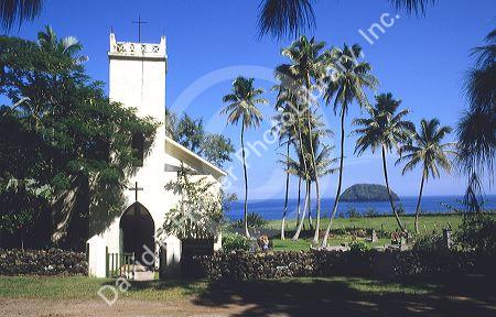 Saint Philomena catholic church founded by Father Damien in 1871 on the island of Molokai in Hawaii.