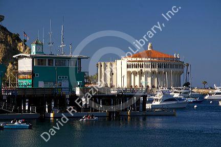 The Catalina Casino and Avalon harbor on Catalina Island, California, USA.