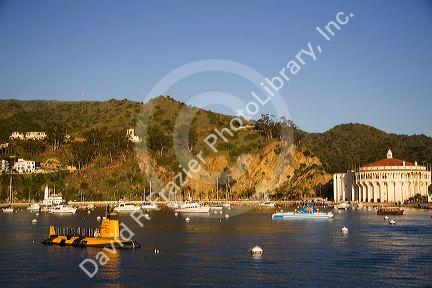 The Catalina Casino and Avalon Harbor on Catalina Island, California, USA.