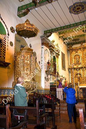 The Golden Altar inside the Father Serra's Church at Mission San Juan Capistrano, California, USA.