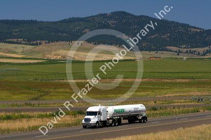 Tanker truck along Interstate 84 near North Powder, Oregon, USA.
