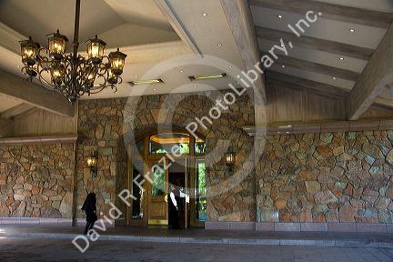 Entrance to the Sun Valley Lodge located in Sun Valley, Idaho, USA.