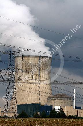 The Cattenom Nuclear Power Plant located in the Cattenom commune along the Moselle River in France.