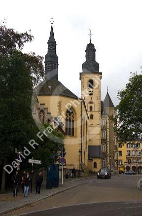 Saint Micheal's Church located in the central Ville Haute quarter in Luxembourg City, Luxembourg.