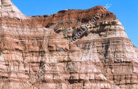 Sandstone cliffs near Kanab, Utah showing erosion and sedimentary stratification.