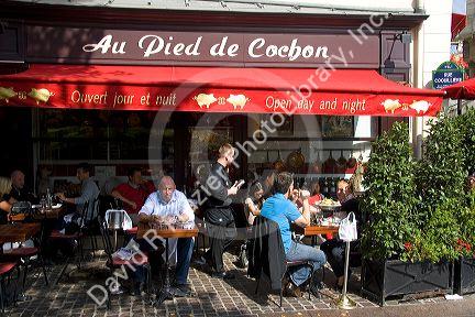 Sidewalk cafes near Les Halles in Paris, France.